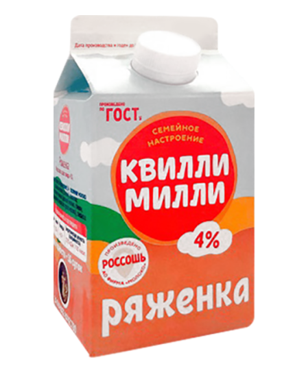 

Ряженка Квилли Милли Россошь 4% 450 мл