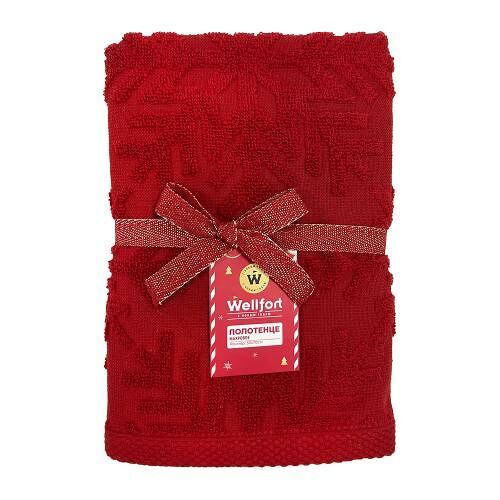 Полотенце махровое Снежинки красное 50*70см