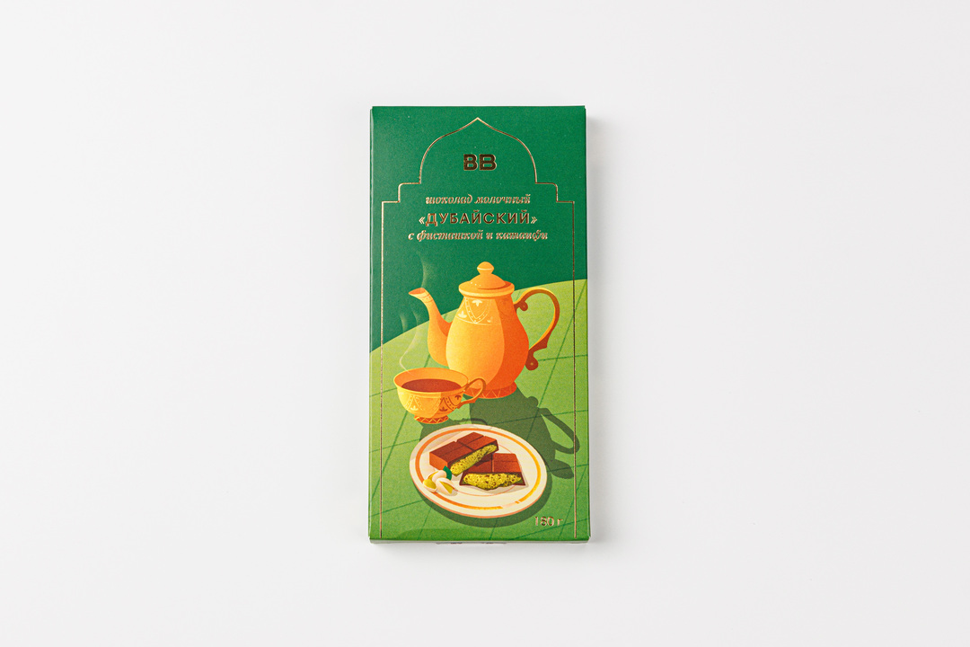 

Шоколад молочный ВкусВилл Дубайский с фисташкой и катаифи 180 г