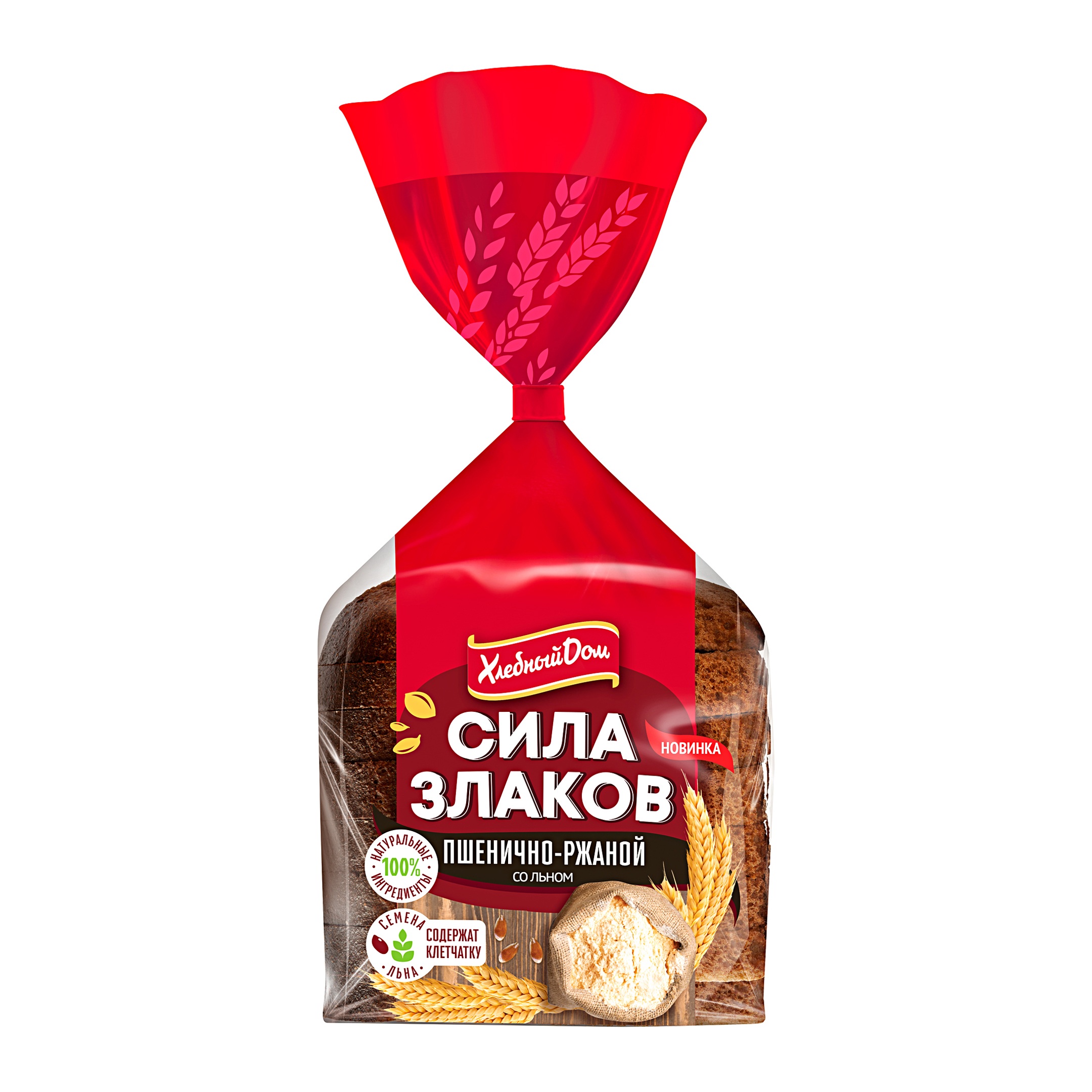 

Хлеб Хлебный дом Сила злаков ржано-пшеничный со льном 300 г