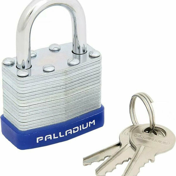 Замок навесной Palladium 901S-40, синий, сталь, 40x33 мм, 3 ключа