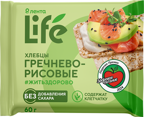 Хлебцы гречнево-рисовые Лента Life воздушные, 60 г