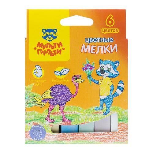 Цветные мелки Мульти Пульти Рельеф-Центр Енот 6 цветов