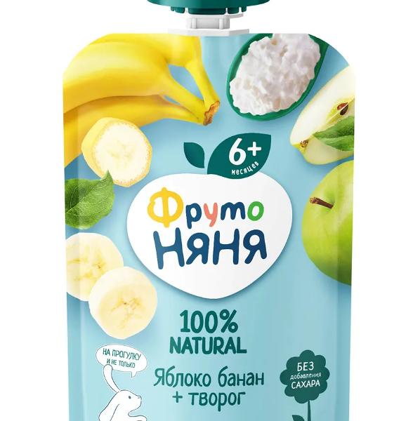 Пюре фруктовое ФрутоНяня Яблоко банан творог с 6 месяцев 90 г