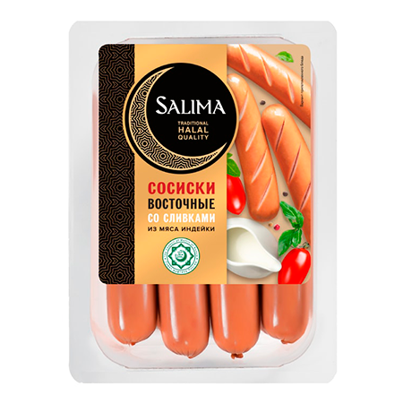

Сосиски Salima Восточные со сливками из мяса индейки 380 г