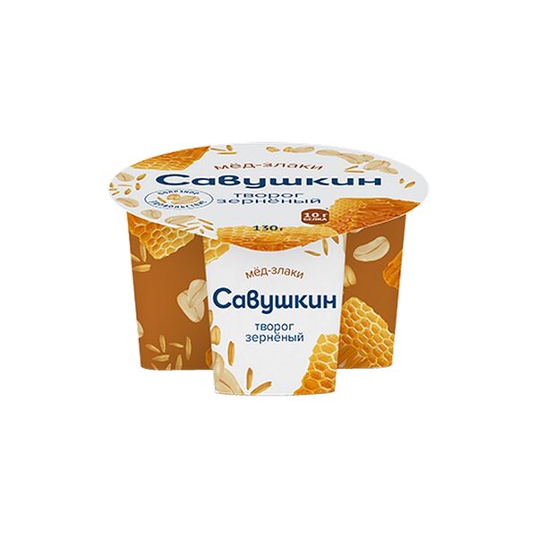 Творог зерненый Савушкин 3% мёд-злаки