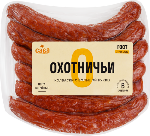 

Колбаски Сава Охотничьи полукопченые 180 г