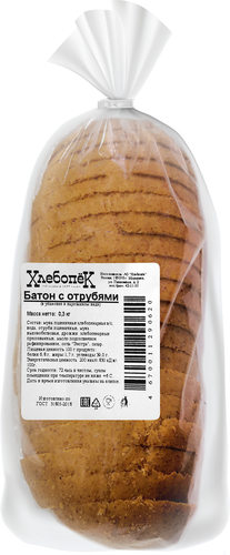 

Батон с отрубями Хлебопёк нарезанный 300 г