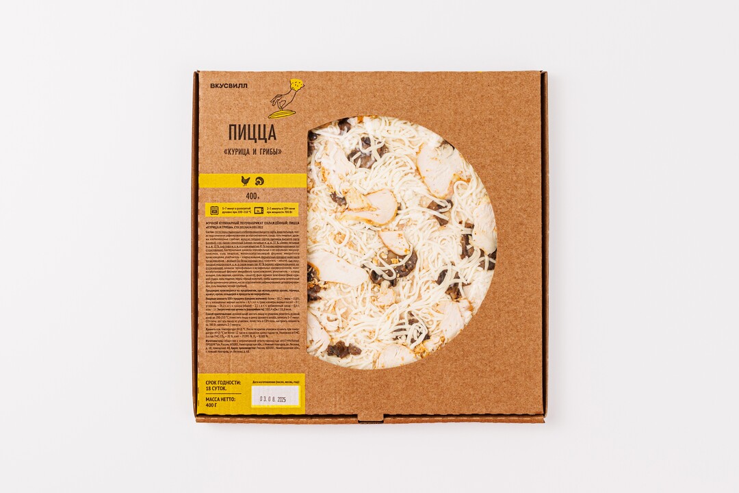 

Пицца ВкусВилл Курица и грибы охлажденная 400 г