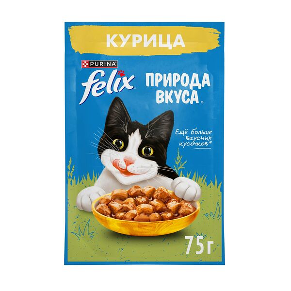 Влажный корм для взрослых кошек Felix Природа вкуса с курицей в соусе 75 г