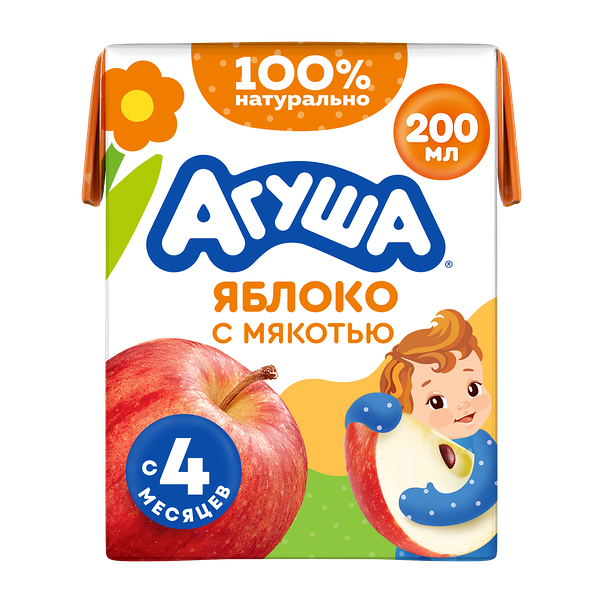 Сок детский Агуша Яблоко с мякотью с 4 месяцев 200 мл 