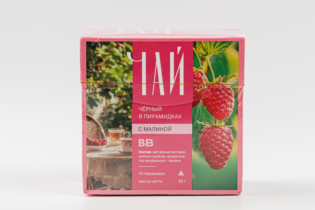 

Чай черный ВкусВилл с малиной в пирамидках 30 г