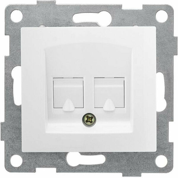 Розетка телефонная Gusi Electric Bravo RJ12, двойная, IP20, белая