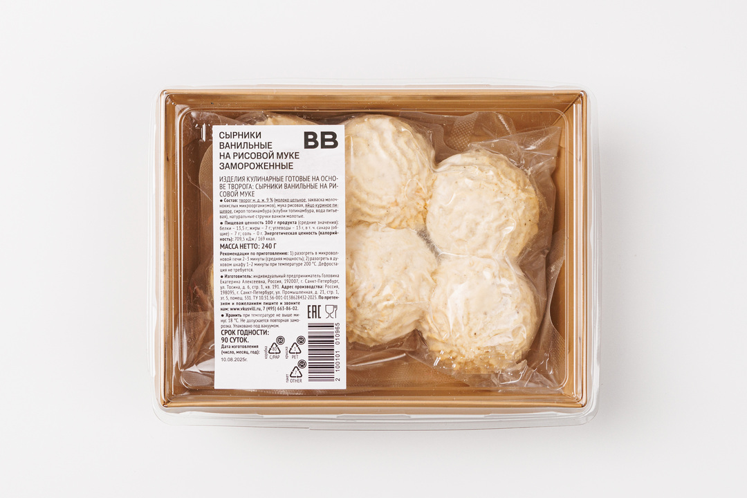 

Сырники ванильные ВкусВилл на рисовой муке, 240 г