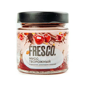 

Мусс творожный Fresco с гранолой, шоколадом и вишней 140 г