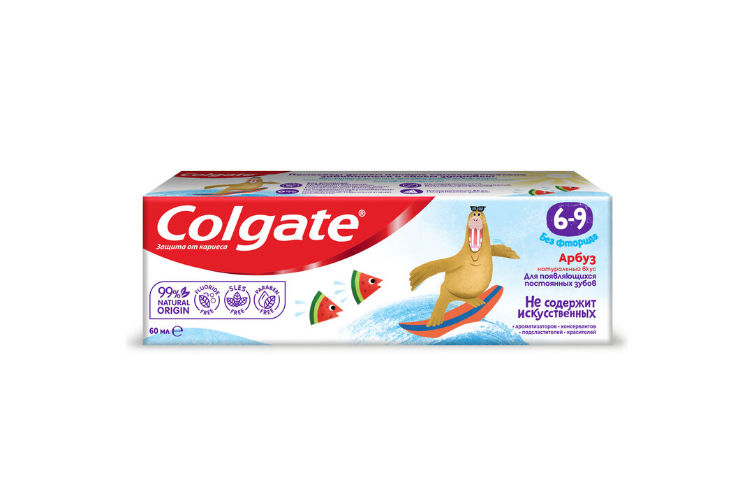 

Зубная паста Colgate детская 6-9 лет без фторида арбуз 60 мл