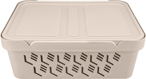 Ящик универсальный Econova Deluxe с крышкой светло-бежевый 38х27.6х14 см 12 л