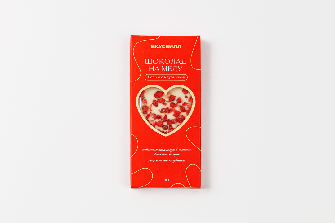 

Шоколад белый на меду ВкусВилл с клубникой 45 г