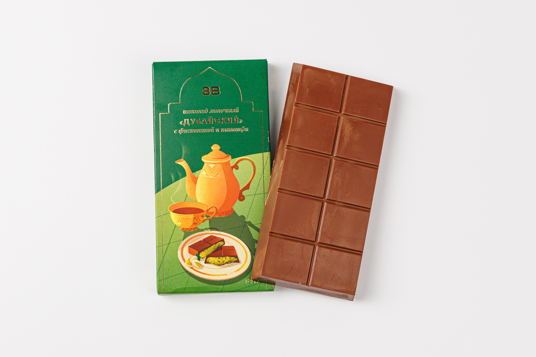 

Шоколад молочный ВкусВилл Дубайский с фисташкой и катаифи 180 г