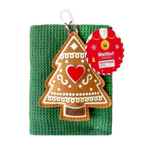 Полотенце Wellfort Новогодние подарки вафельное 38х63 см дизайн в ассортименте 1 шт.