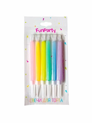 Свечи для торта "Радуга", 6 шт, 12,5 см (ML-1855)