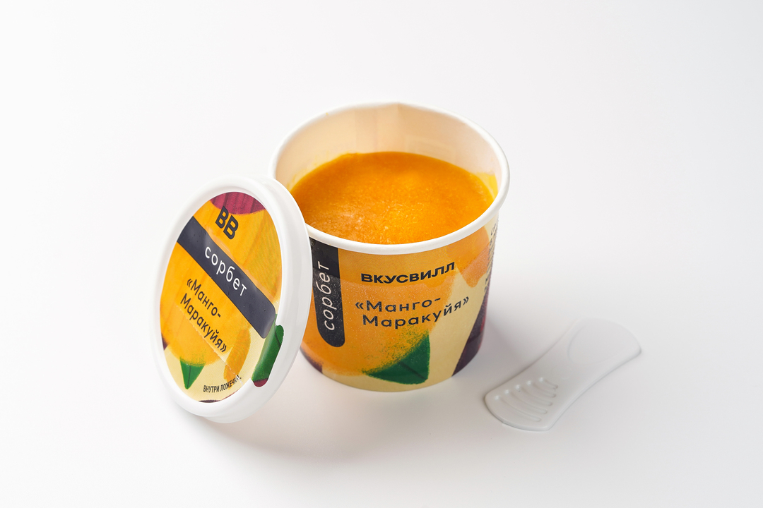 

Сорбет Вкусвилл манго-маракуйя продукт замороженный 80 г