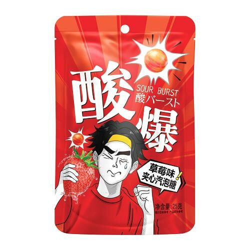 Кислые конфеты со вкусом клубники 25 г