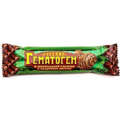 Гематоген Русский гематоген с кедровым орехом в шоколадной глазури 40 г
