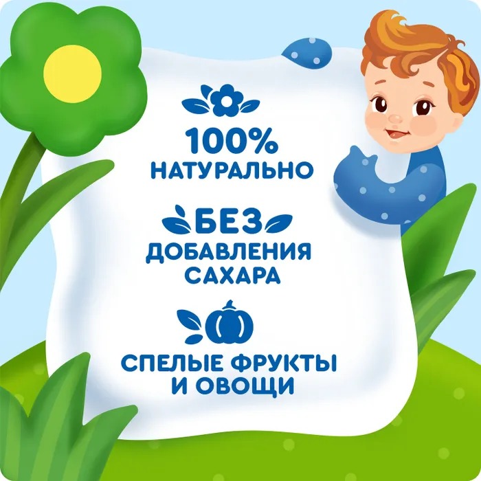 

Пюре фруктово-овощное Агуша яблоко-тыква-персик-банан с 6 месяцев 90 г