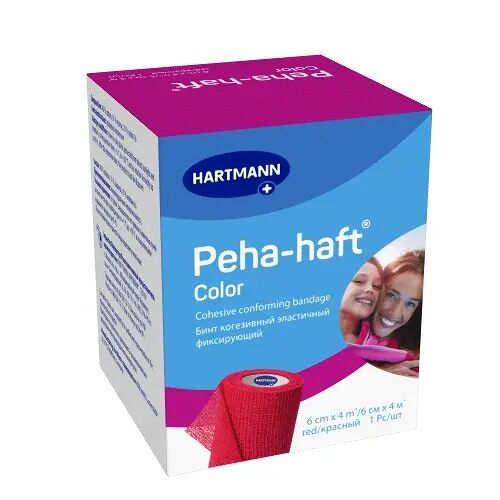 Бинт Hartmann Peha-haft самофиксирующийся красный 6 см х 4 м