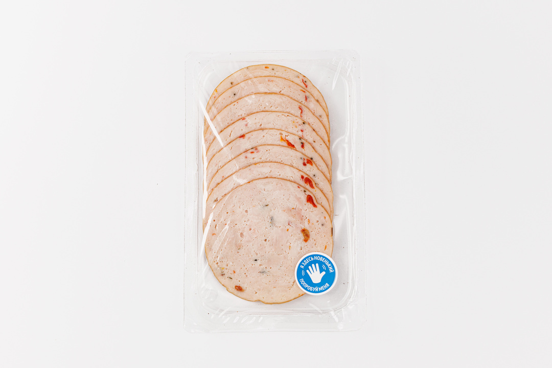 

Рулет ВкусВилл из куриной грудки с вялеными томатами варёно-копчёное нарезка 100 г