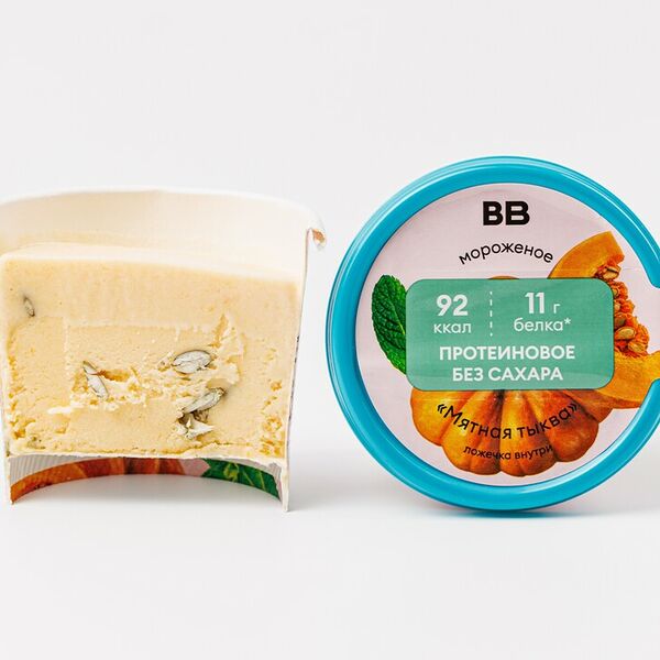 Мороженое протеиновое ВкусВилл Мятная тыква без сахара 75 г