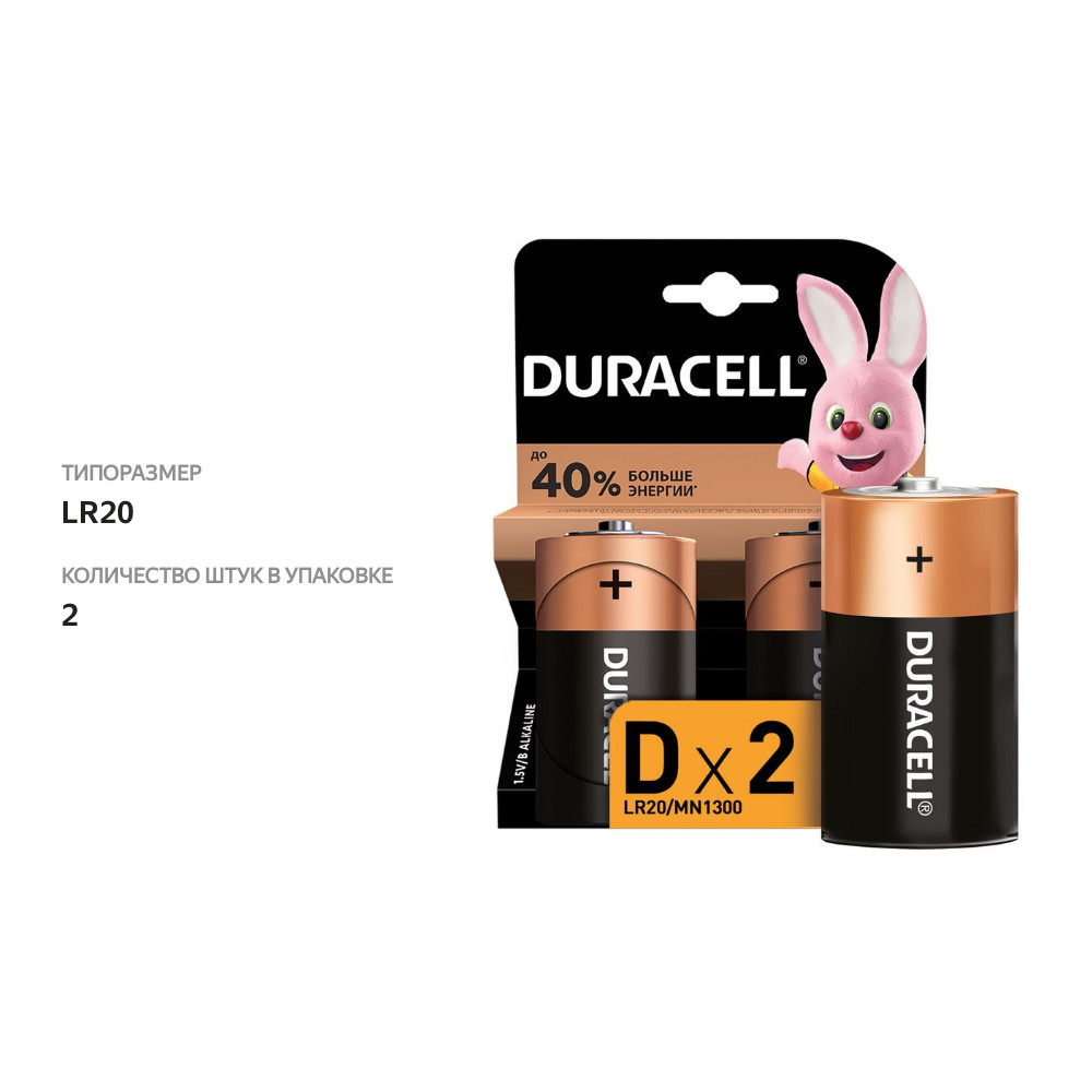 

Батарейка Duracell LR20-2BL MN1300 Basic D 2шт.