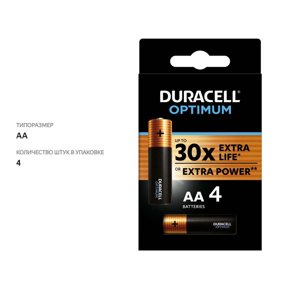 

Батарейки Duracell Opti 4 шт., тип AA, BL