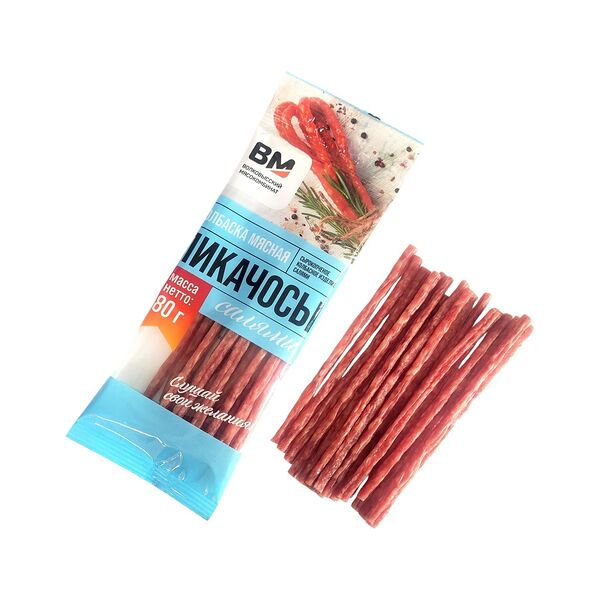 Изд колб с/к салями колбаска мясн Пикачосы салями в/с газ гофра 80г Волковысский МК