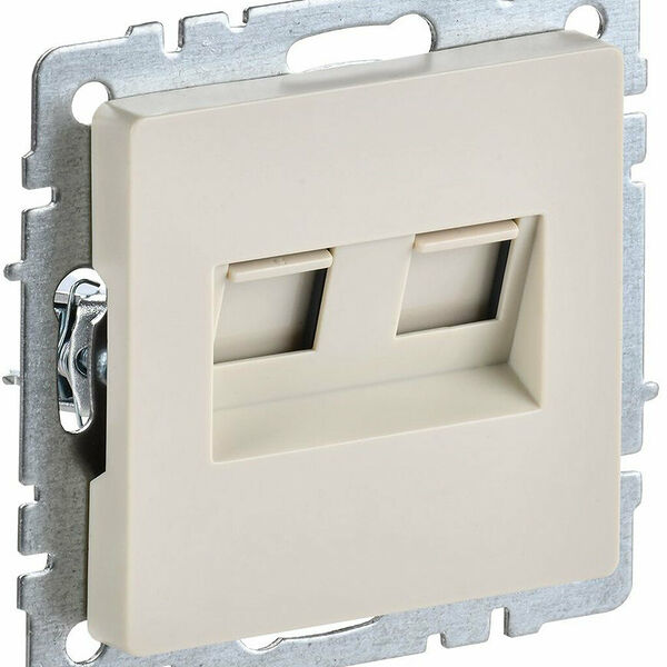 Розетка IEK BRITE РК10-2-БрКр, RJ45, IP20, защитные шторки, пластик, бежевая