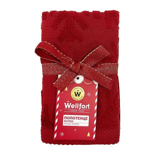 Полотенце махровое Снежинки красное 30*50см