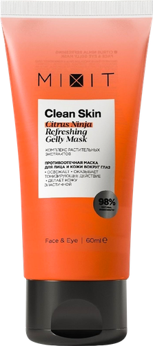 

Маска для лица и кожи вокруг глаз Mixit Clean Skin Citrus Ninja Refreshing Face&Eye Gelly Mask противоотечная, 60 мл