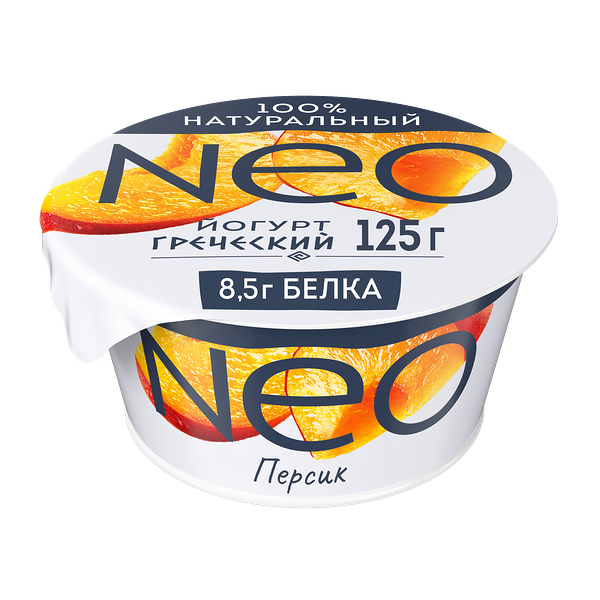 Йогурт греческий Neo Персик 100% натуральный с высоким содержанием белка 1.7% 125 г