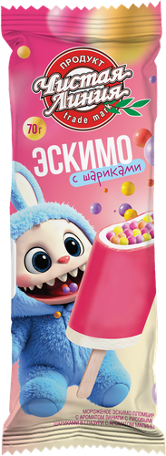 

Мороженое пломбир Чистая Линия с рисовыми шариками в малиновой глазури 70 г