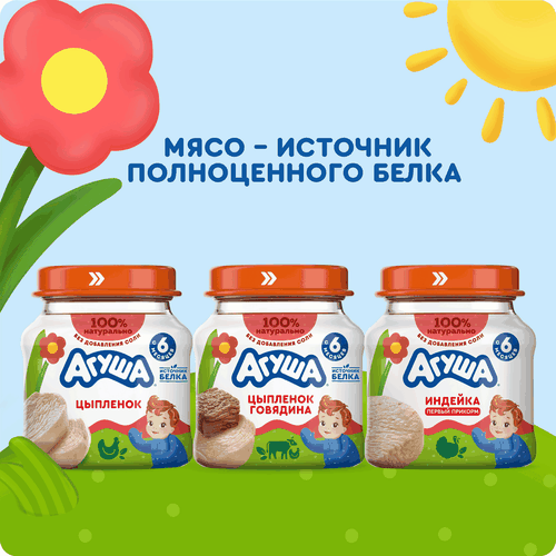 

Пюре мясное Агуша Цыпленок и говядина с 6 месяцев 80 г