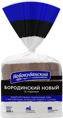 Хлеб Новокубанский Хлебокомбинат бородинский ржано-пшеничный в нарезке 300 г