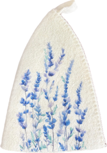 

Набор для бани и сауны Eva Шапка и коврик с принтом лаванда в косметичке арт. Б1501Л