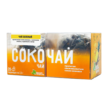 

Чай зеленый BeFruitbe пропитанный соком ананаса, с кусочками ананаса, клубникой и мятой пакетированный 50 г