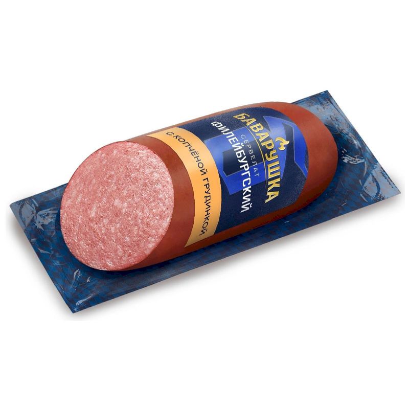 

Сервелат варёно-копчёный Баварушка Филейбургский с копчёной грудинкой 350 г