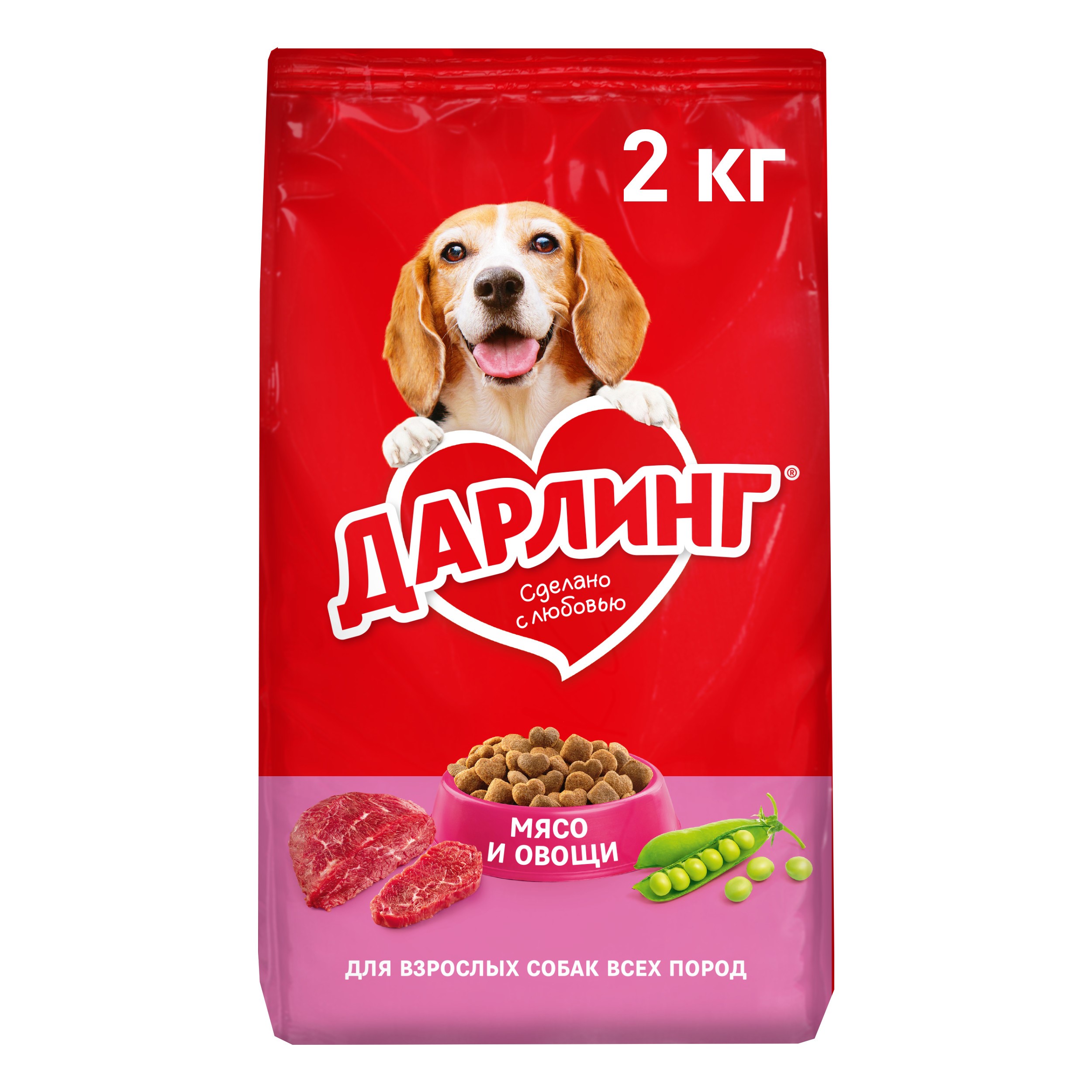 

Сухой корм Дарлинг для взрослых собак, с мясом и добавлением овощей 2 кг