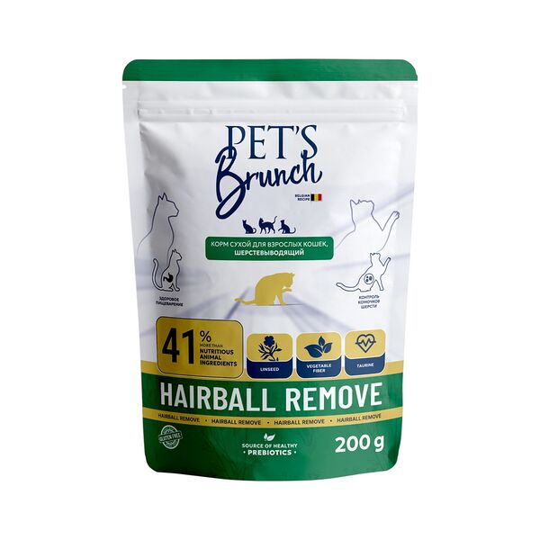Корм сухой PET’S BRUNCH HAIRBALL REMOVE д/кошек шерстевыводящий 200г