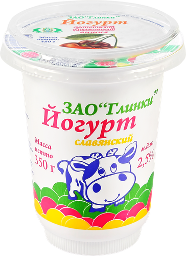 

Йогурт ГЛИНКИ Славянский Вишня 2,5%, бзмж 350 г