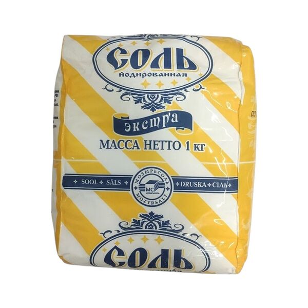 Соль пищевая вывар йодированная сорт экстра 1кг