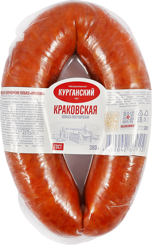 

Колбаса полукопченая Курганский мясокомбинат краковская 380 г